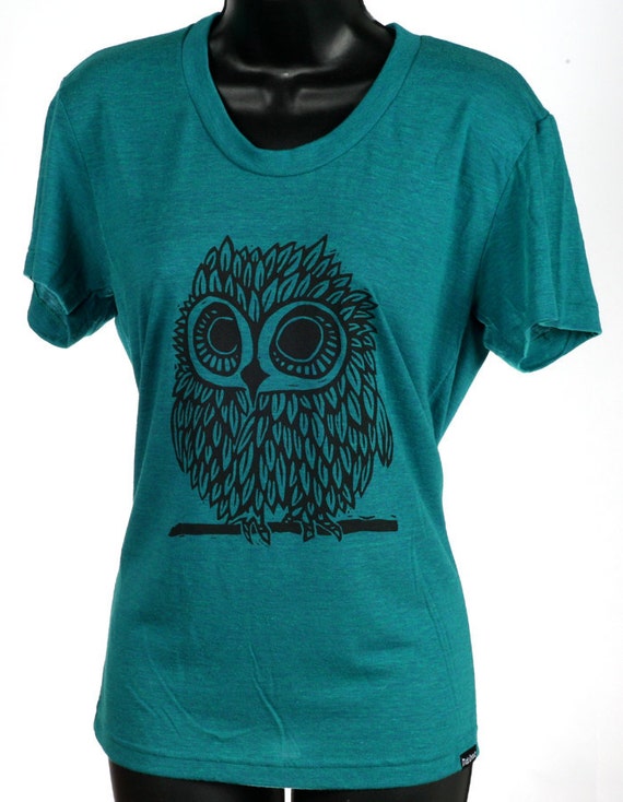 Items similar to Owl on EvergreenTri Blend Women's American Apparel T ...