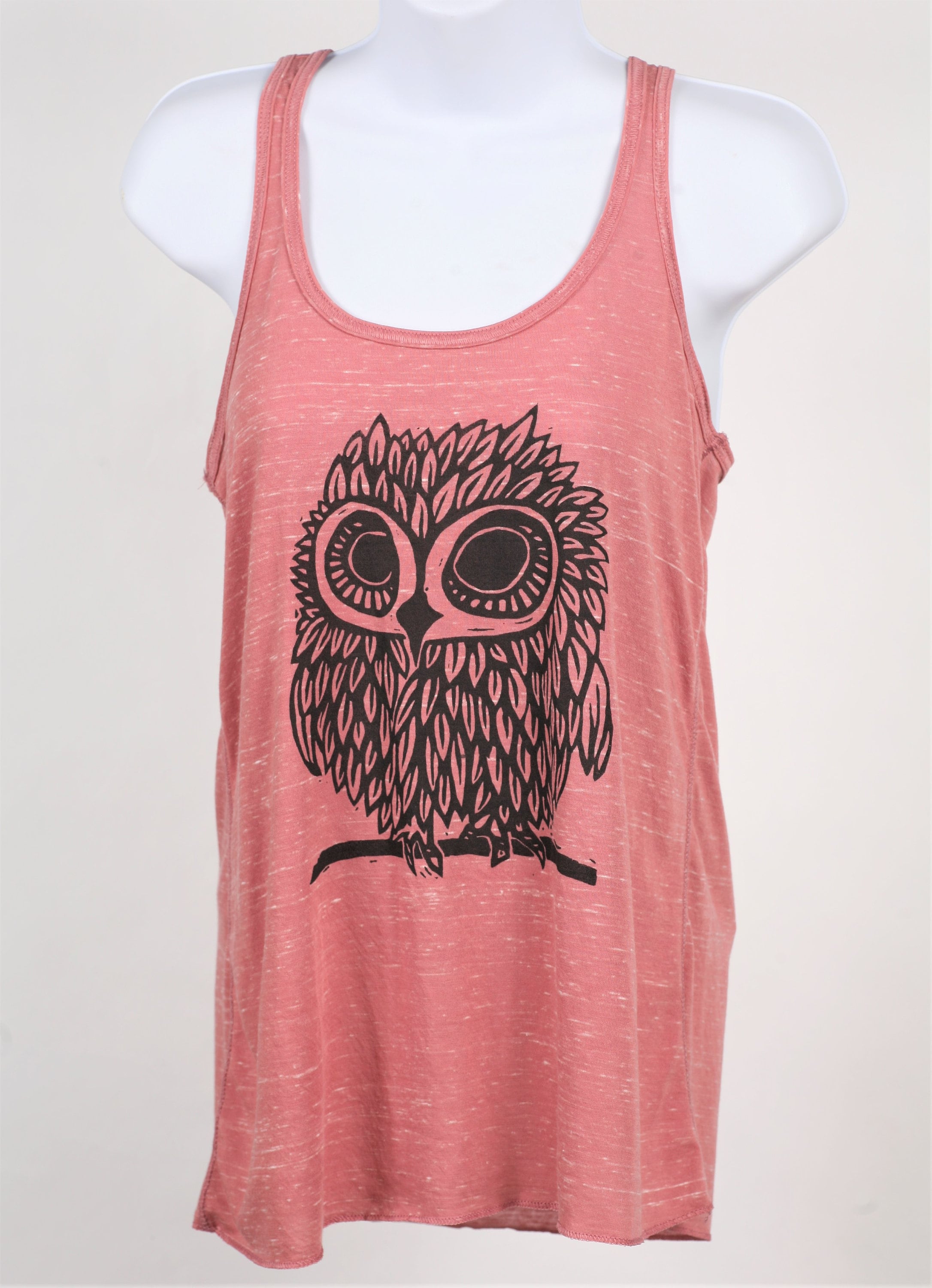 Owl On Mauve Marble Women's Flowy Racerback Tank