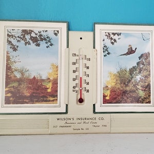 Vintage Desk Top Thermometer Advertising Fall Hunting Taylor Michigan