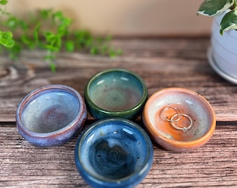 Small ceramic bowl, stoneware ring pot, condiment bowl, kitchen prep dish, soy sauce bowl, Orange Purple Green Blue