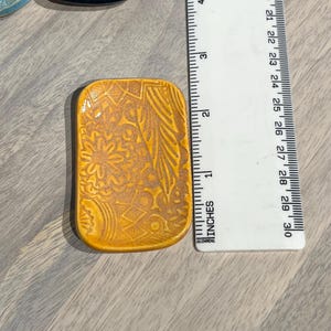 Extra small ring dish, colorful textured stoneware pottery, rectangle Trinket tray , tiny ceramic dish , miniature clay dish image 4