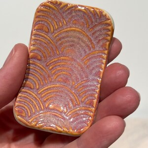 Extra small ring dish, colorful textured stoneware pottery, rectangle Trinket tray , tiny ceramic dish , miniature clay dish Tiger's Eye