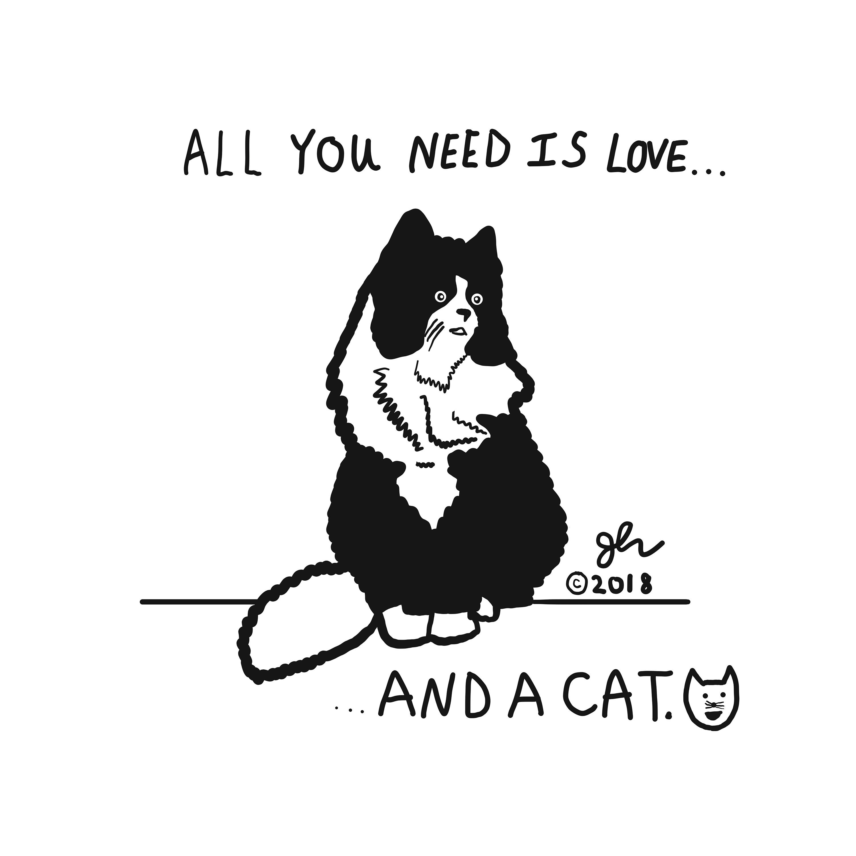 All You Need Is Love And A Cat Shirt Humor Cats Animal Lovers Vegan Vegetarian Xvx Punk Tshirt