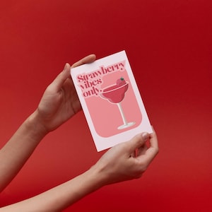 Strawberry Daiquiri Cocktail Print – Digital Wall Art Download – Printable Daiquiri Drink Poster – Home Bar or Kitchen Decor