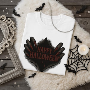 Gothic Halloween Shirt, Claw Heart Happy Halloween Tee, Dark Horror Witchcore T-Shirt, Vampire Aesthetic Gift