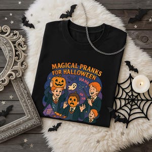 Magical Pranks Halloween Shirt, Funny Wizard Joke T-Shirt, Retro Magic School Tee, Halloween Mischief Shirt, Witchy Humor Gift