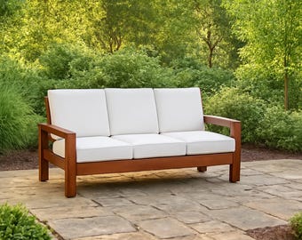 Easy DIY Outdoor Couch Plans (PDF Download) | Modern Slatted Wood Sofa