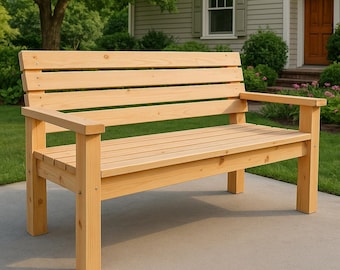 2x4 Wooden Bench Build Plan – DIY Outdoor Bench Plans for Patio Furniture | PDF Download