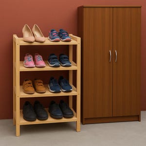 DIY Wooden Shoe Rack Plan | 3-Tier Entryway Organizer Shelf | CNC Cut File Download | PDF Woodworking Plans | Shoe Storage Rack