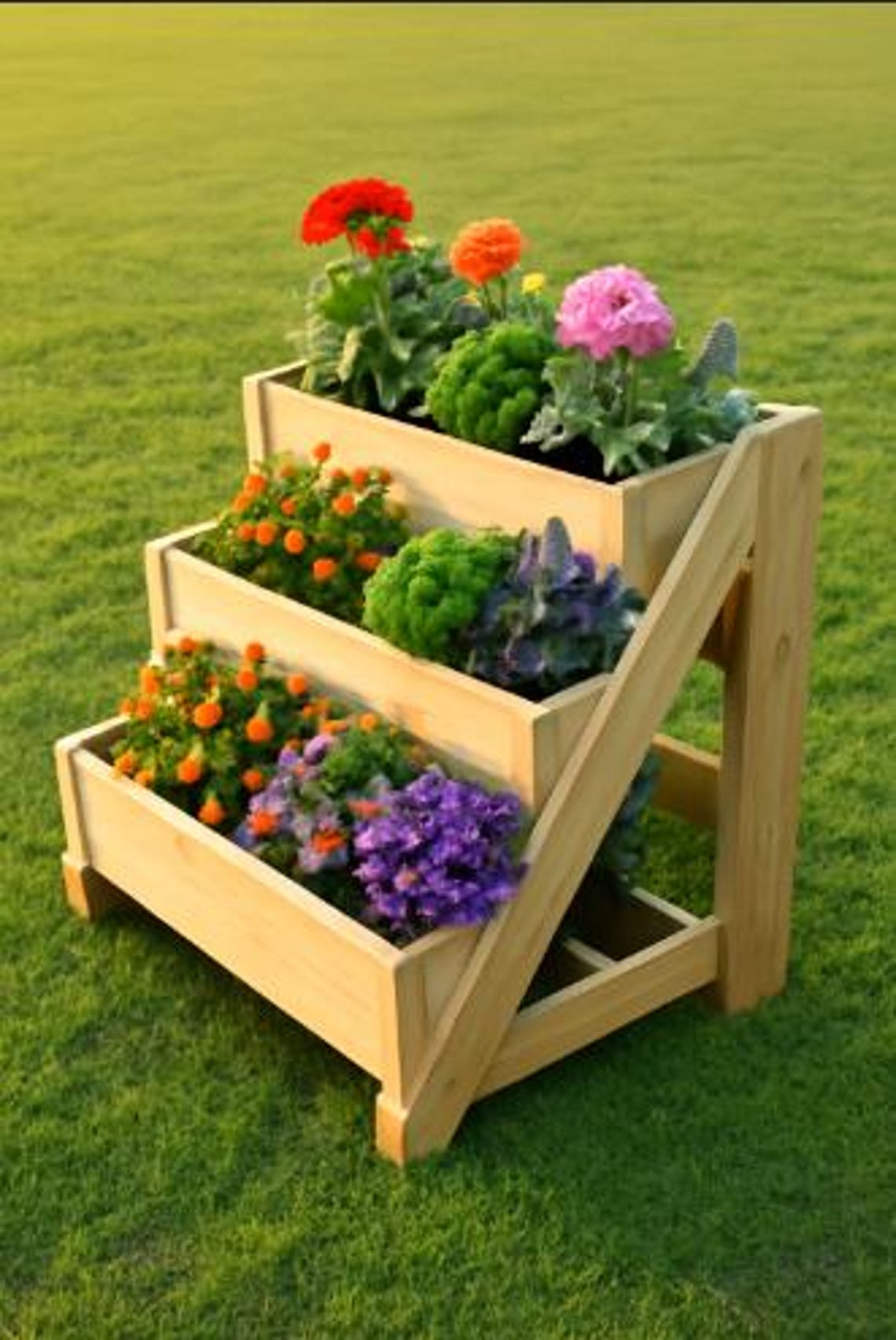 DIY 3-tiered Wooden Garden Planter Build Plan Step by Step Guide PDF ...
