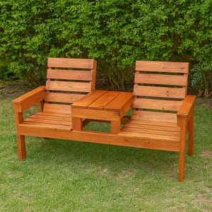 Double Bench with Table Plan (PDF) | DIY Garden  Bench, Cut List & Diagrams Step by Step , Instant Download