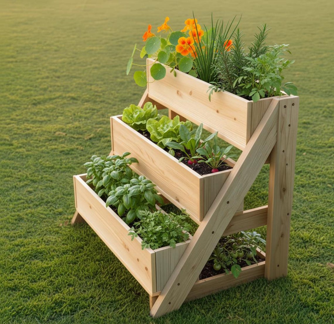DIY 3-tiered Wooden Garden Planter Build Plan Step by Step Guide PDF ...