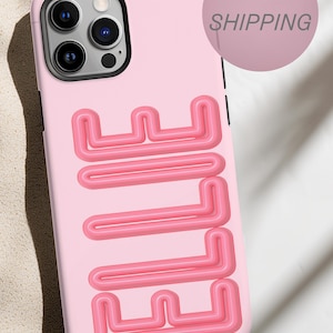 Custom Name Case Personalized Design Bauble Letter Colorful Style Phone Protection Durable Shell Cute Accessory Teen Gift Idea Present Pink