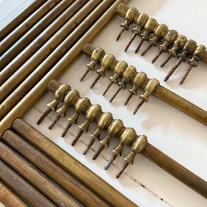 34 1/2インチ フランス製アンティークカフェロッド、衣類レール、ピクチャーレール、鍋ラック、タオルレール、階段用ロッド（固定ループ付き）