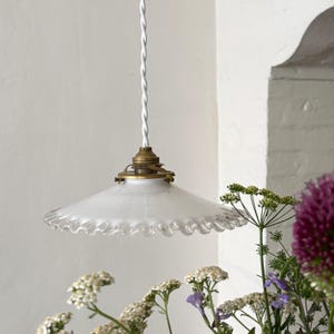 Französische Vintage Frilly Pendelleuchte Kit