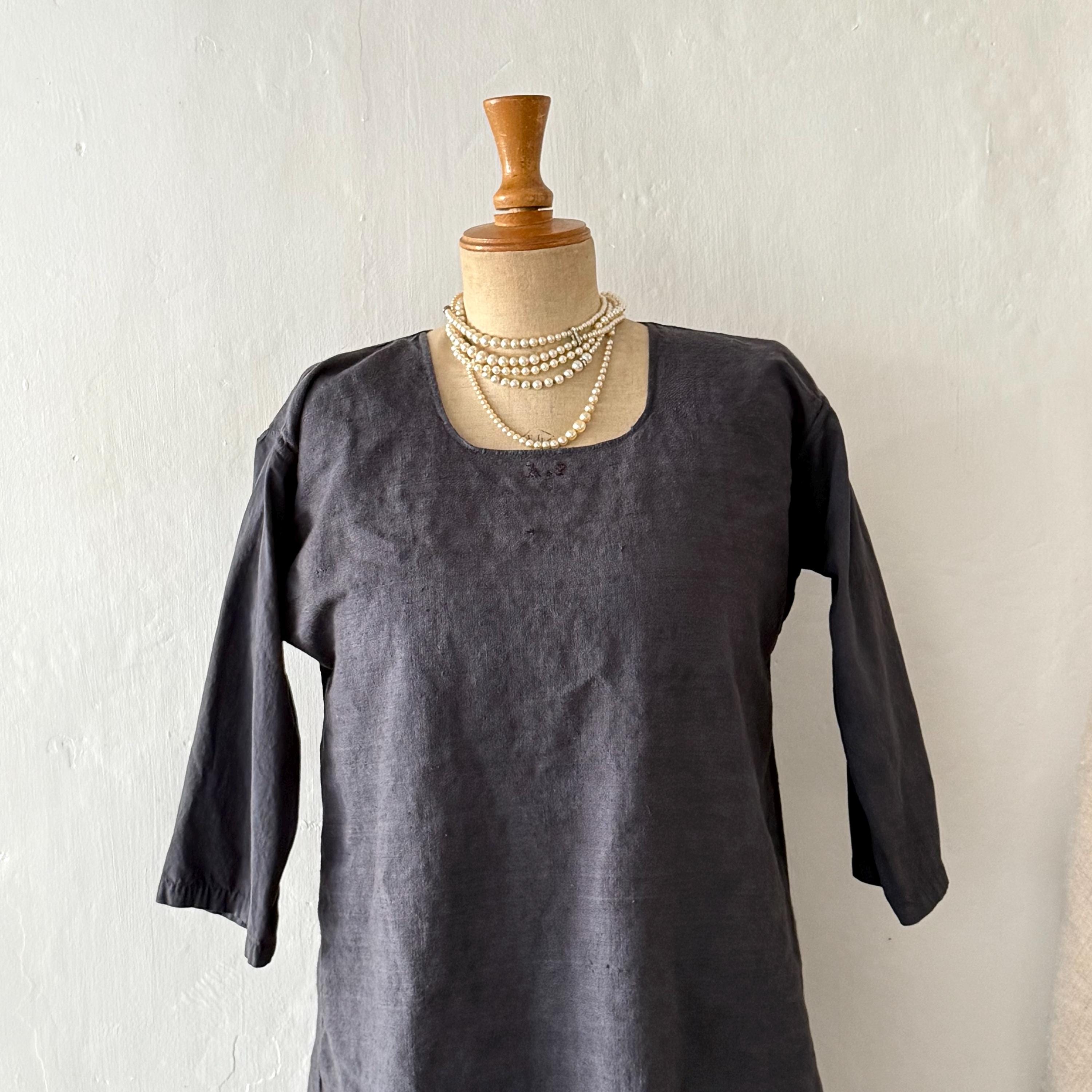 RESERVED FOR N Gorgeous French Antique Hemp Chemise, Farmers Smock 