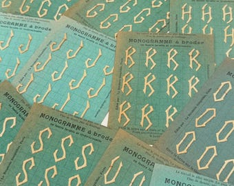 Choose! 1 1/8" French Antique Monograms for Embroidery, New Old Stock