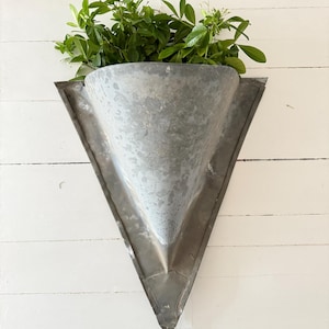 XL French Antique Zinc Planter, Lighting, Up-cycled, Recycled Sconce