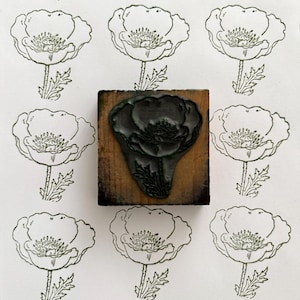 Poppy Franse vintage schoolbloemstempel, borduursel, bedrukking