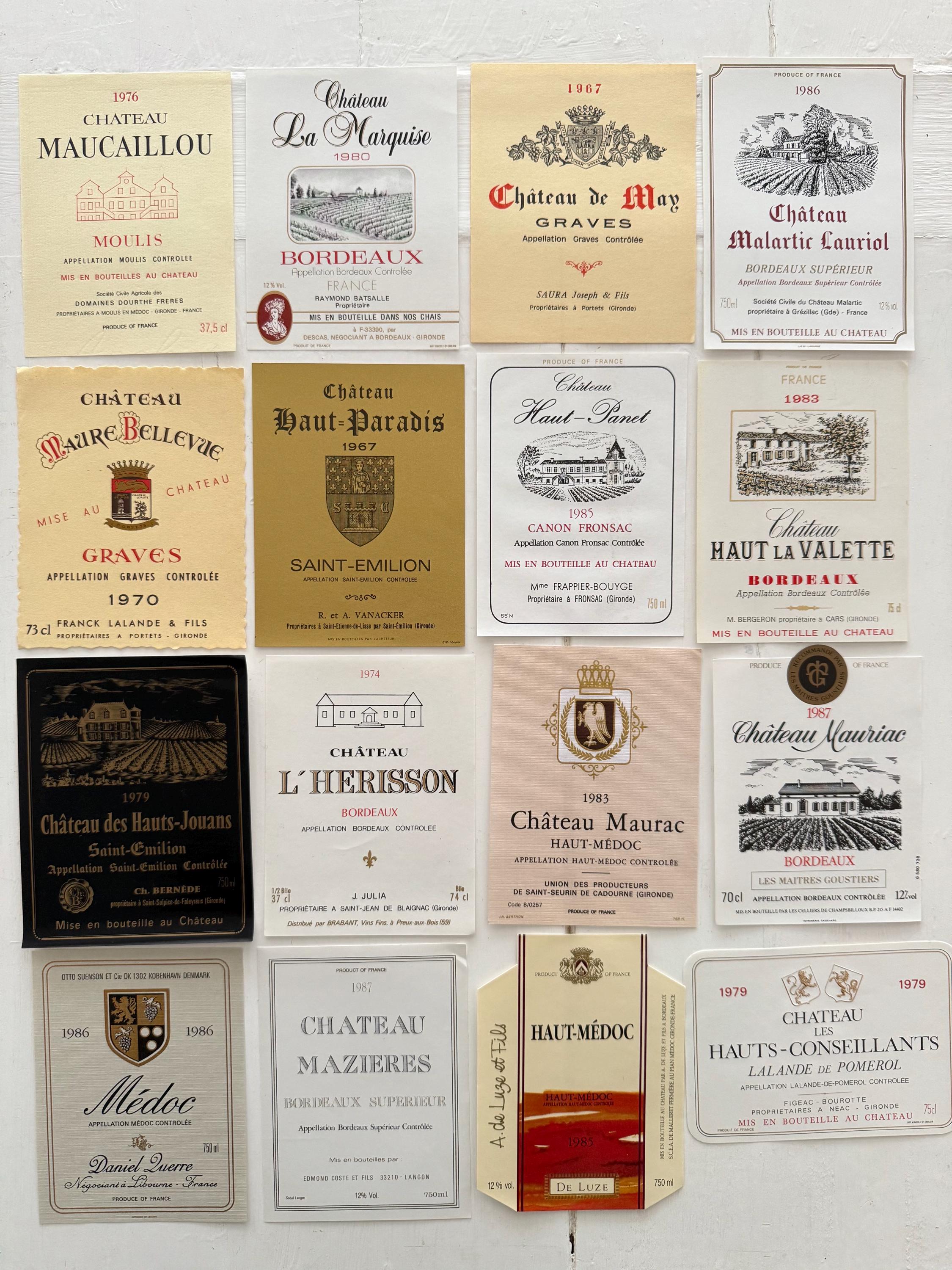 French Vintage Grand Vin Wine Labels, Ephemera Bundle, Junk