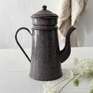 French Antique Enamel Jug / Vase / Coffee Pot