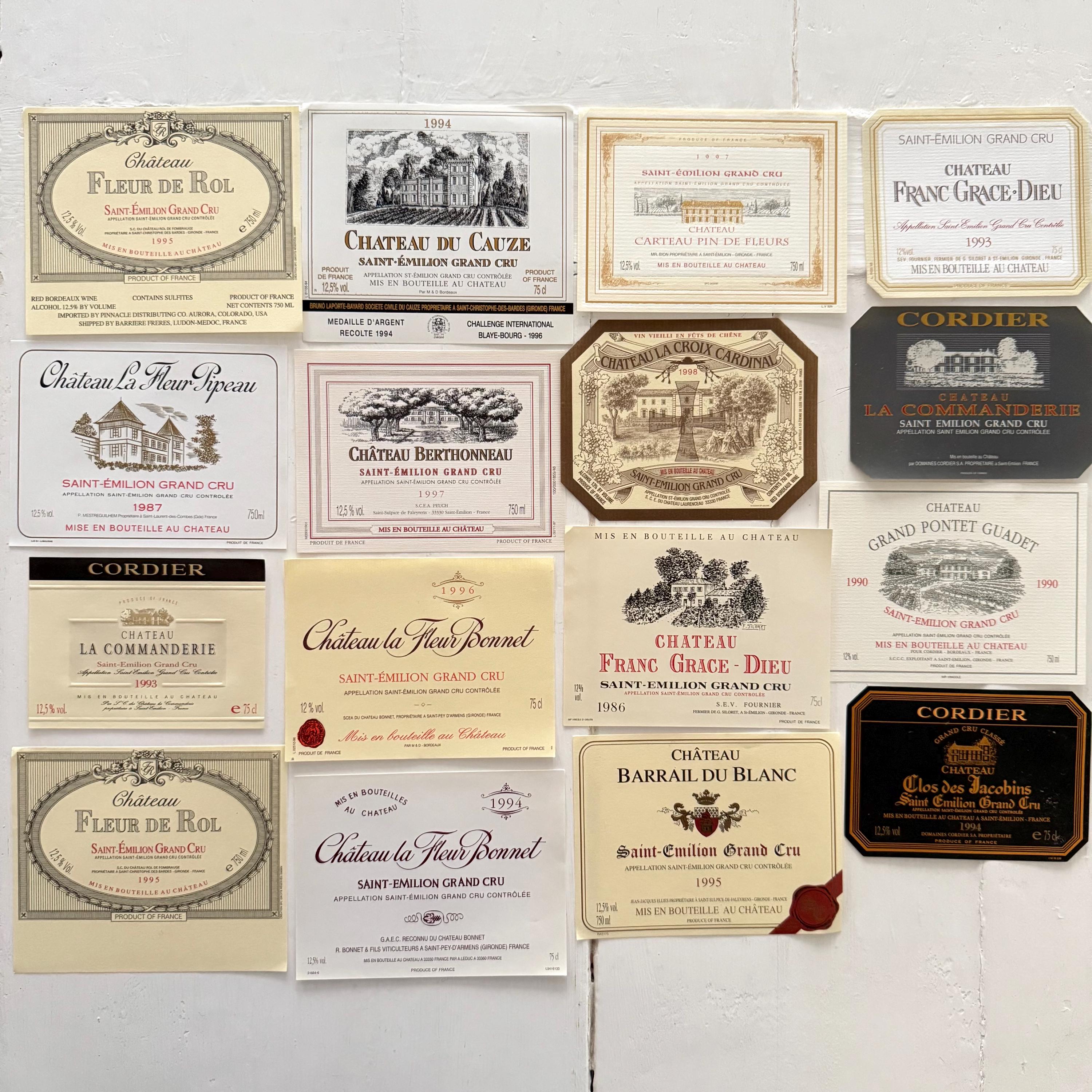 French Vintage Grand Cru Wine Labels, Ephemera Bundle, Junk