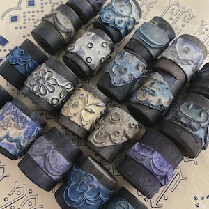 5 x French Antique Embroidery Printing Stamps, Roller Barrel Collections