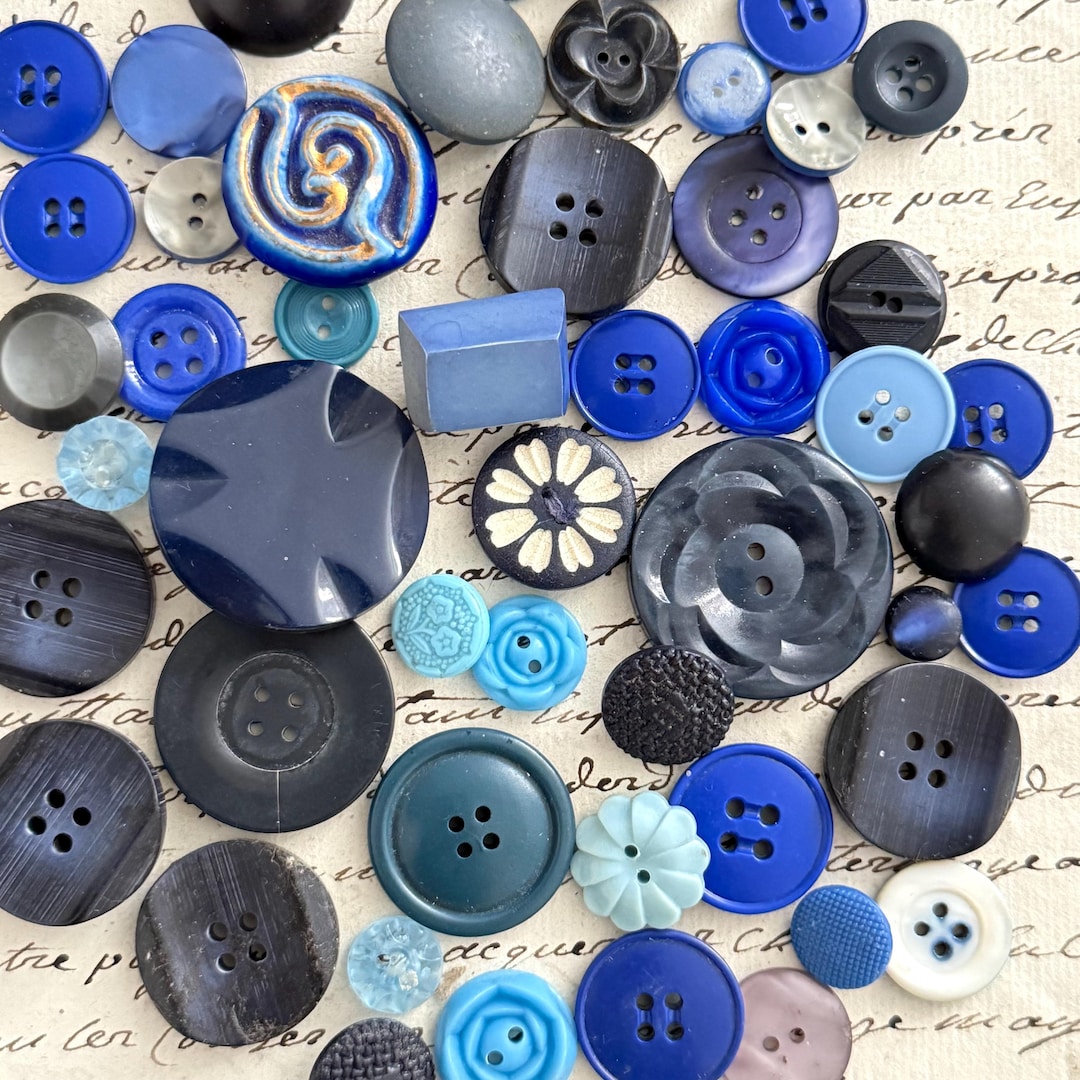 50 French Antique / Vintage Buttons - Blue - Etsy