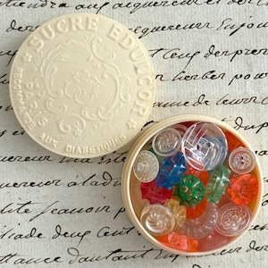 30 French Vintage Buttons in an Antique Box
