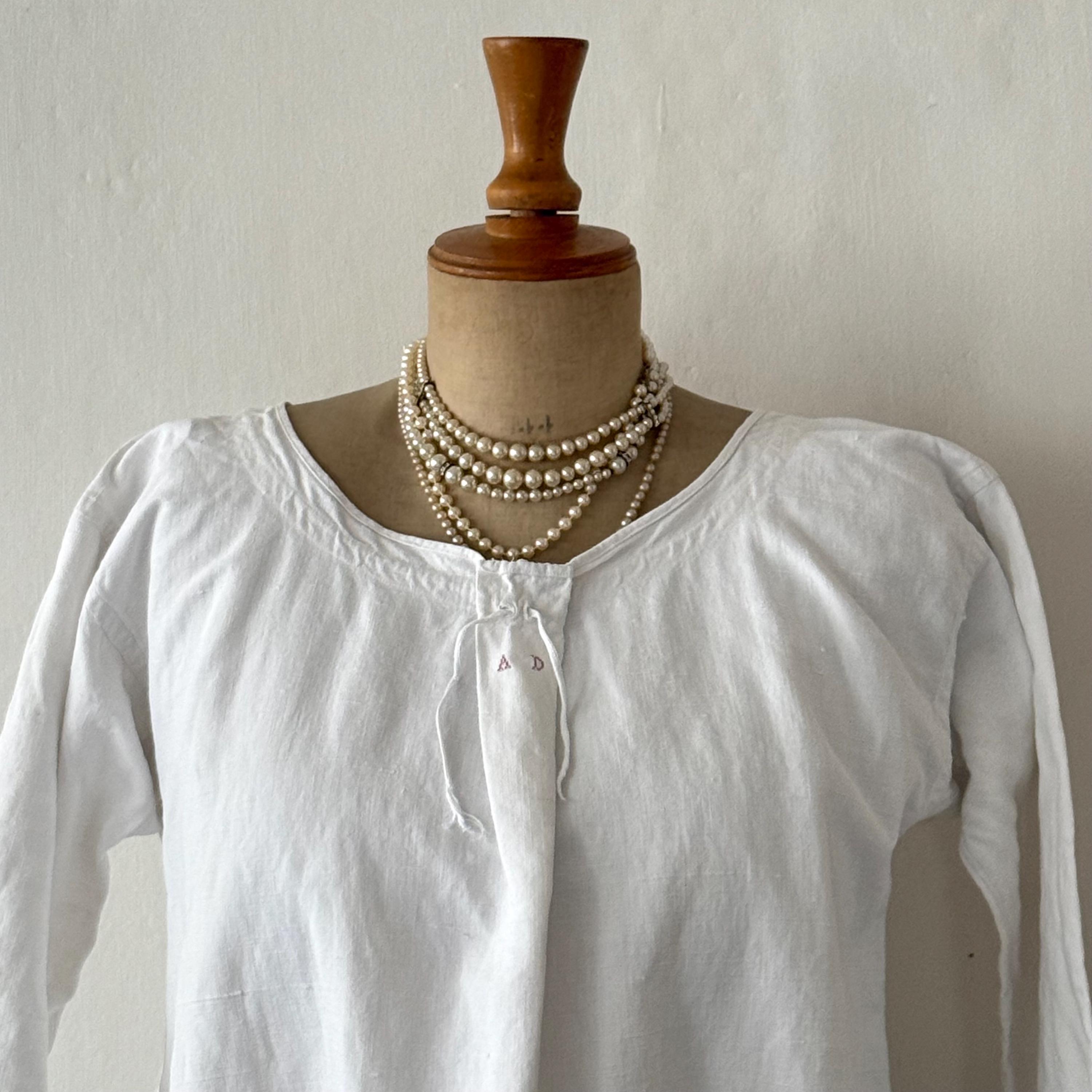 トップス 40's antique french linen pullover shirt 40´s antique french linen pullover shirt