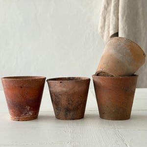 4 French Vintage Terracotta Plant Pots