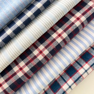 Lot vintage Frans Kelsch / geruit linnen, bundel - blauw