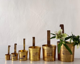 Set of 6 French Antique Brass Measuring Ladles