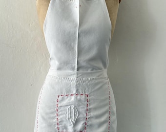 French Antique Handmade Farmhouse Linen Apron