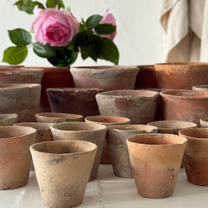 Trio French Antique / Vintage Terracotta Plant Pots