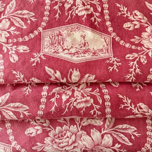 French Antique Pure Linen Toile de Jouy Panel