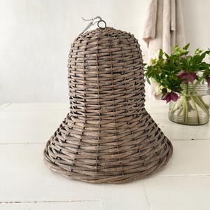 Lámpara de techo vintage francesa, cesta colgante, campana, pantalla