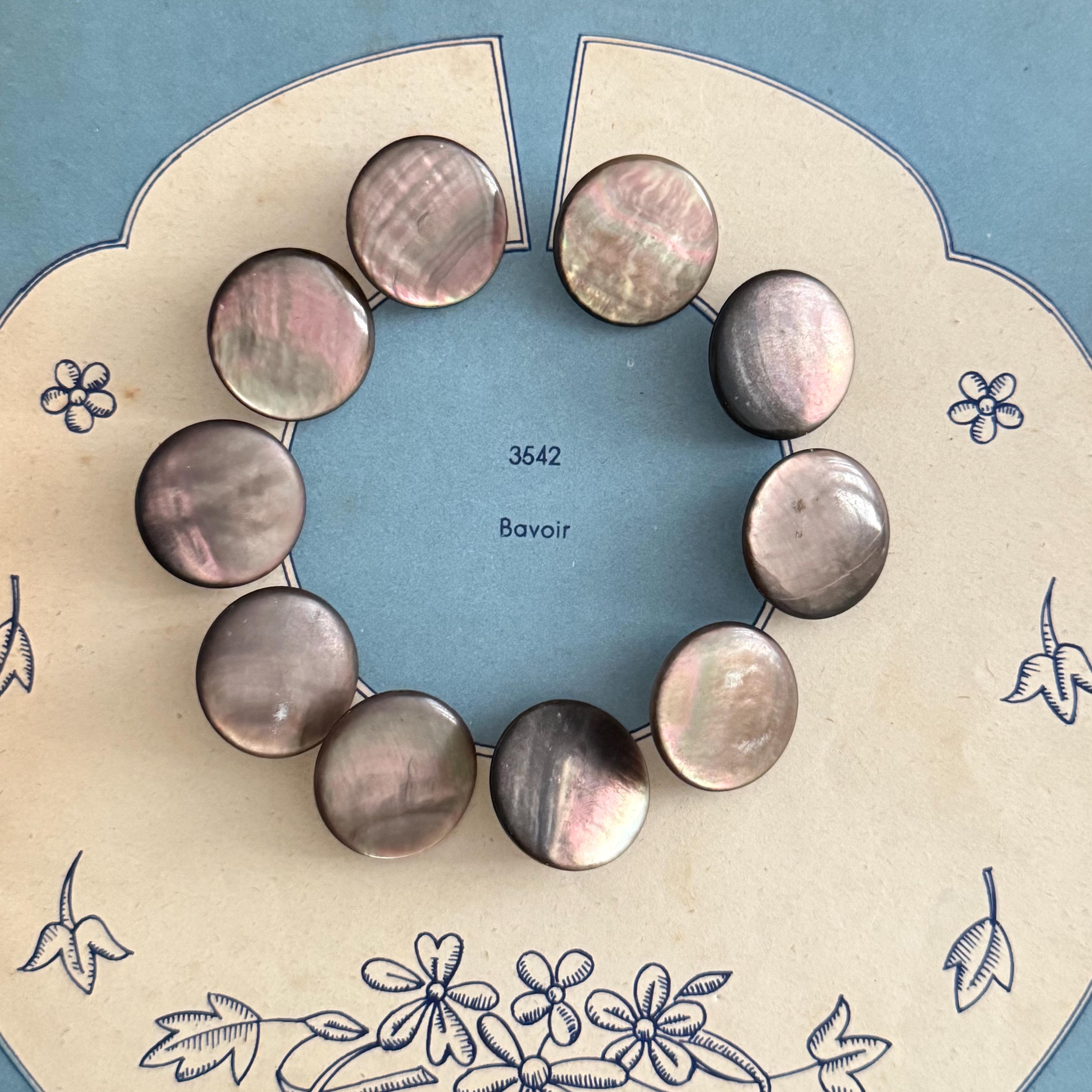 Lot De 8 Boutons Anciens Design Couture - Diamètre 2.5 Cm, Couleur Rose Nacré, Neufs
