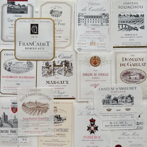 15 étiquettes de vin vintage françaises, lot d'éphémères, journal indésirable, nouveau stock ancien