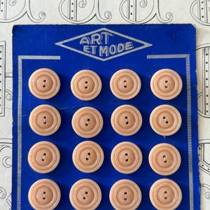 24 French Antique &#39;Art et Mode&#39;  Pink Buttons, New old Stock