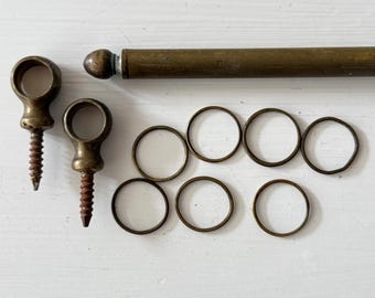 22 3/4" French Antique Brass Café Rod with Fixing Loops & Rings