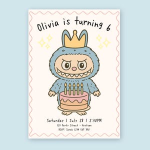Labubu | Labubu birthday invitation | Labubu birthday | Labubu design | Labubu monster | Canva template | digital birthday invitation