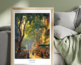 Hanoi Vietnam Travel Poster: Pho & French Quarter Art Print