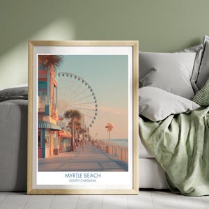 Myrtle Beach Poster South Carolina Poster Myrtle Beach Boardwalk Print South Carolina Wall Art Illustration Print
