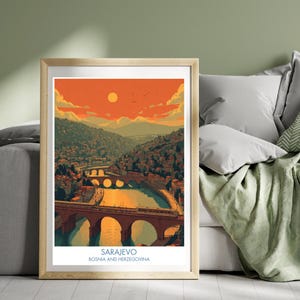 Sarajevo Poster Bosnia and Herzegovina Poster Sarajevo Print Tram Wall Art Illustration Print