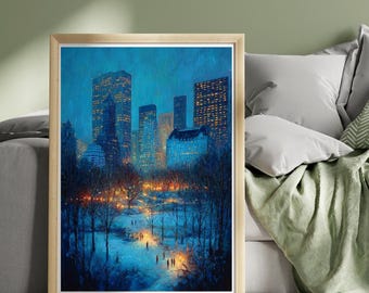 Central Park Poster New York Poster New York City Print NYC Wall Art Christmas Manhattan Illustration Print