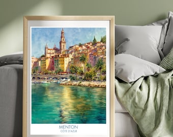 Menton France Travel Poster: Côte d'Azur Art Print