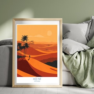 Mui Ne Vietnam Travel Poster Sand Dunes Ocean Vietnamese Print Landscape Art Illustration Print