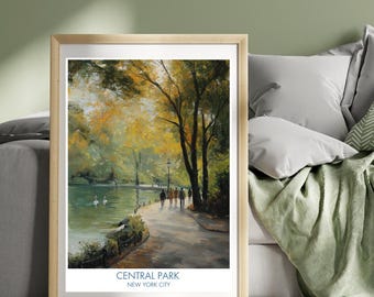 Central Park Poster New York Poster New York City Print NYC Wall Art Manhattan Illustration Print