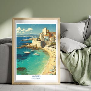Antibes Poster Côte d&#39;Azur South France Travel Print French Riviera Ancient Streets Old Town Wall Art Landscape Art Illustration Print